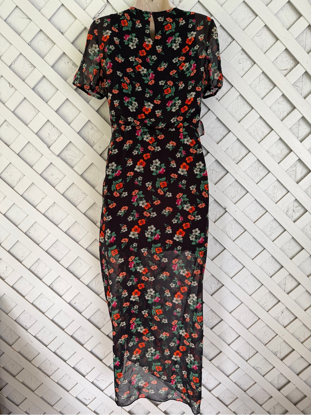 Maje M Rancho Floral Chiffon Ruched Ruffle Midi Dress Sz 2 , Medium - Picture 7 of 13
